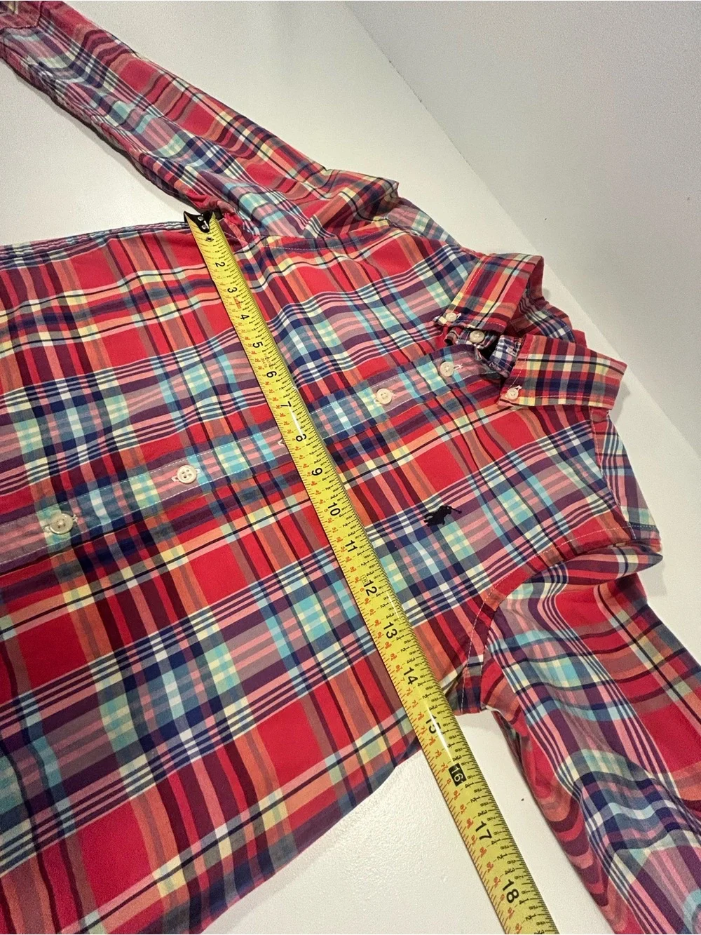 Polo Ralph Lauren Boys Size 8 Red Blue Plaid Long Sleeve Button Down Shirt